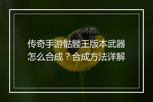 传奇手游骷髅王版本武器怎么合成？合成方法详解