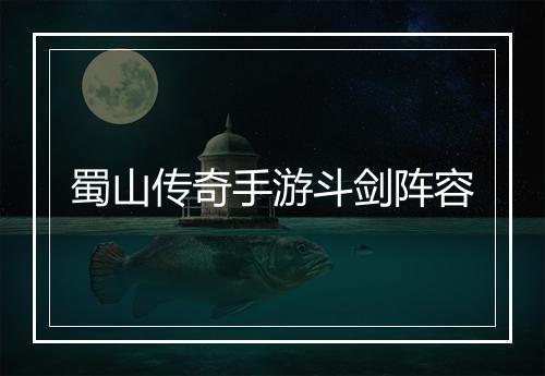 蜀山传奇手游斗剑阵容