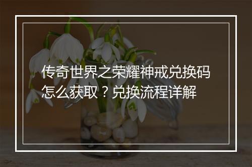传奇世界之荣耀神戒兑换码怎么获取？兑换流程详解
