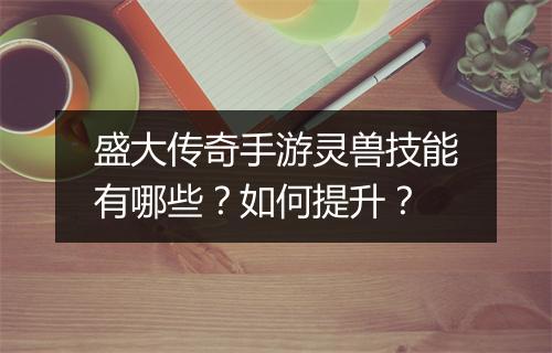 盛大传奇手游灵兽技能有哪些？如何提升？