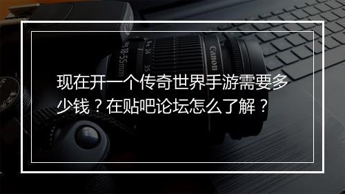 现在开一个传奇世界手游需要多少钱？在贴吧论坛怎么了解？