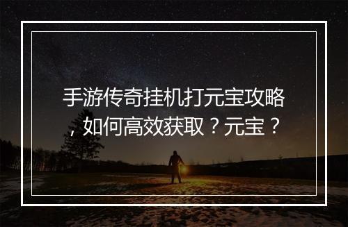 手游传奇挂机打元宝攻略，如何高效获取？元宝？