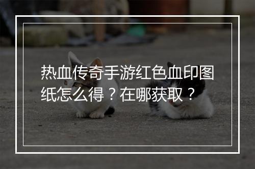 热血传奇手游红色血印图纸怎么得？在哪获取？