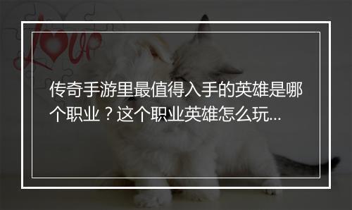 传奇手游里最值得入手的英雄是哪个职业？这个职业英雄怎么玩？