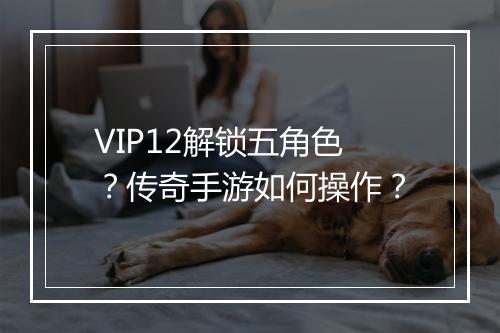 VIP12解锁五角色？传奇手游如何操作？