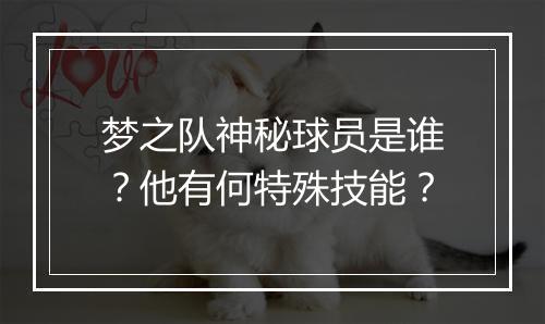 梦之队神秘球员是谁？他有何特殊技能？