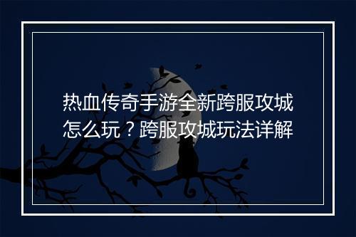 热血传奇手游全新跨服攻城怎么玩？跨服攻城玩法详解