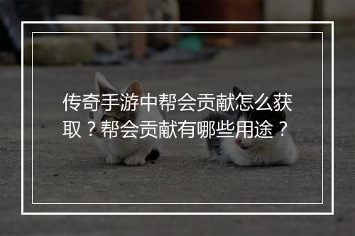 传奇手游中帮会贡献怎么获取？帮会贡献有哪些用途？