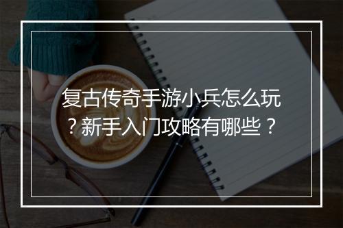 复古传奇手游小兵怎么玩？新手入门攻略有哪些？