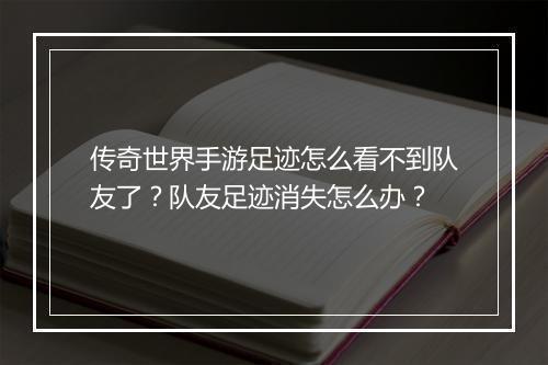 传奇世界手游足迹怎么看不到队友了？队友足迹消失怎么办？