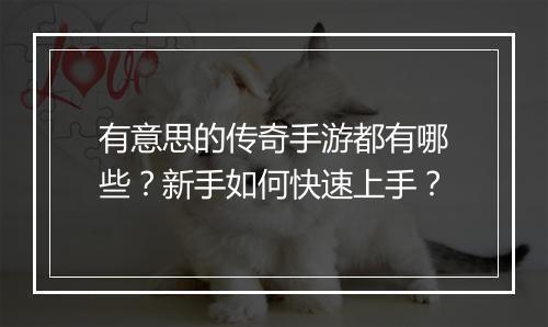 有意思的传奇手游都有哪些？新手如何快速上手？