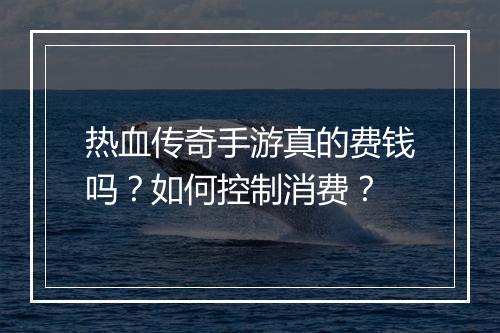 热血传奇手游真的费钱吗？如何控制消费？