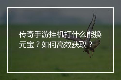传奇手游挂机打什么能换元宝？如何高效获取？