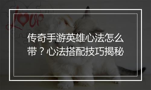 传奇手游英雄心法怎么带？心法搭配技巧揭秘