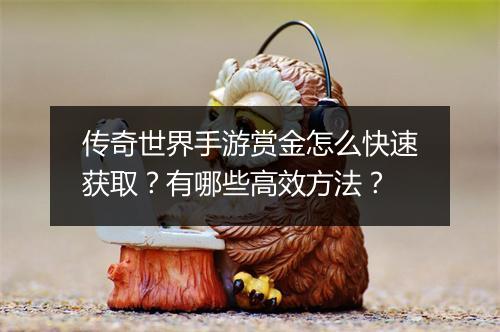 传奇世界手游赏金怎么快速获取？有哪些高效方法？