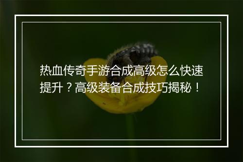 热血传奇手游合成高级怎么快速提升？高级装备合成技巧揭秘！