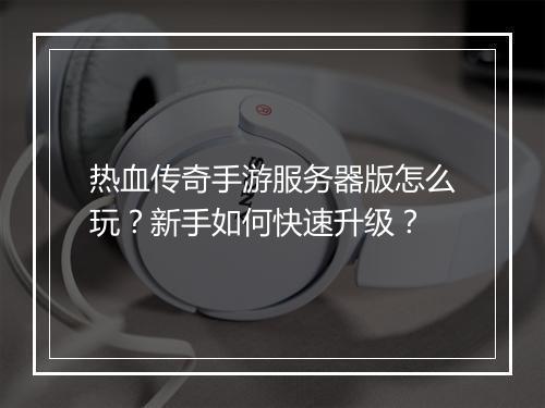 热血传奇手游服务器版怎么玩？新手如何快速升级？