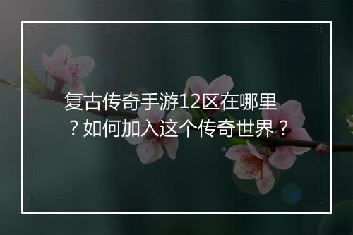 复古传奇手游12区在哪里？如何加入这个传奇世界？