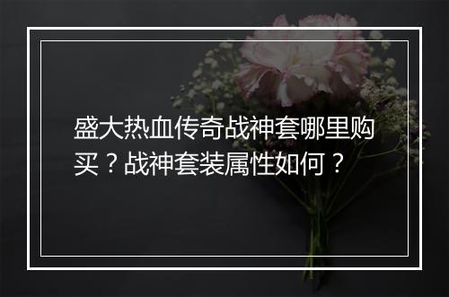 盛大热血传奇战神套哪里购买？战神套装属性如何？