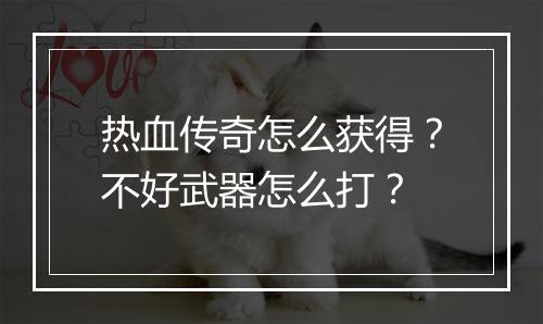热血传奇怎么获得？不好武器怎么打？