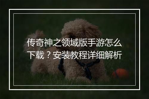 传奇神之领域版手游怎么下载？安装教程详细解析