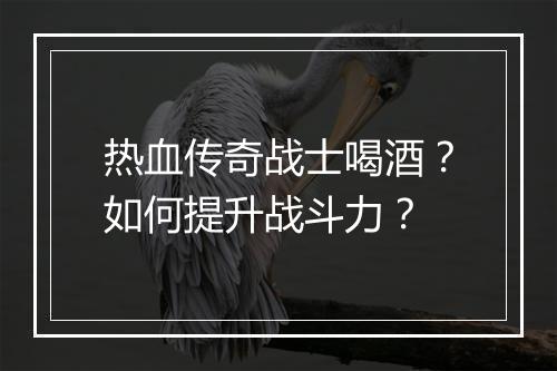 热血传奇战士喝酒？如何提升战斗力？