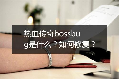 热血传奇bossbug是什么？如何修复？