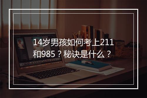 14岁男孩如何考上211和985？秘诀是什么？