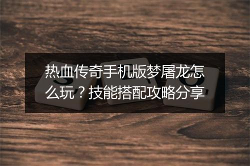 热血传奇手机版梦屠龙怎么玩？技能搭配攻略分享