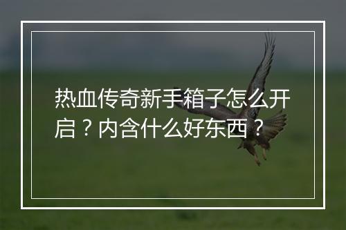 热血传奇新手箱子怎么开启？内含什么好东西？