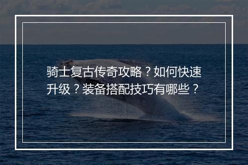 骑士复古传奇攻略？如何快速升级？装备搭配技巧有哪些？