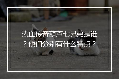 热血传奇葫芦七兄弟是谁？他们分别有什么特点？