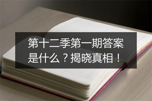 第十二季第一期答案是什么？揭晓真相！