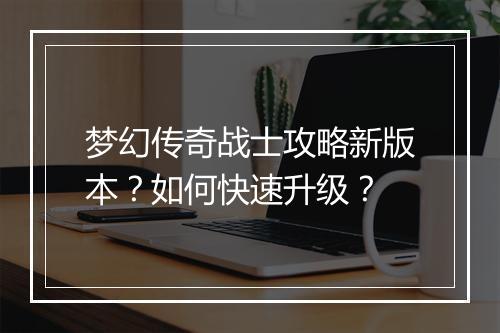 梦幻传奇战士攻略新版本？如何快速升级？