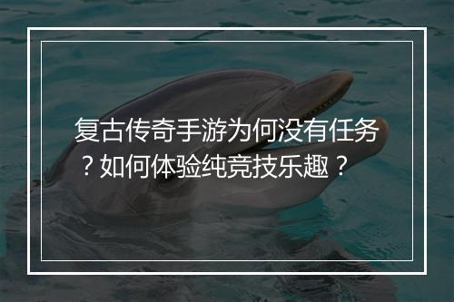 复古传奇手游为何没有任务？如何体验纯竞技乐趣？