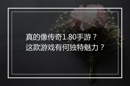 真的像传奇1.80手游？这款游戏有何独特魅力？
