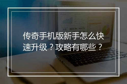 传奇手机版新手怎么快速升级？攻略有哪些？