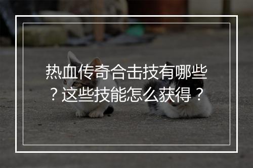 热血传奇合击技有哪些？这些技能怎么获得？