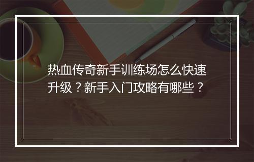 热血传奇新手训练场怎么快速升级？新手入门攻略有哪些？