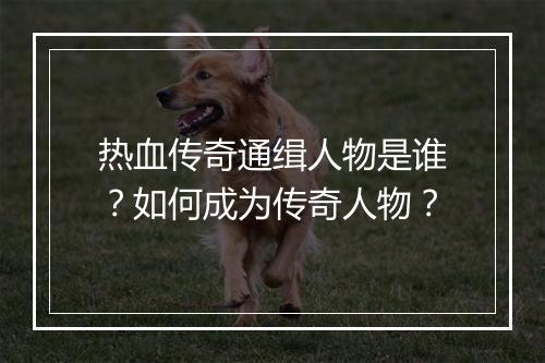 热血传奇通缉人物是谁？如何成为传奇人物？