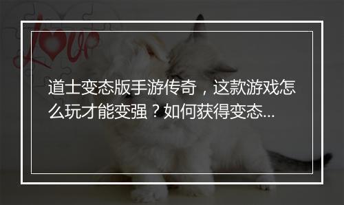 道士变态版手游传奇，这款游戏怎么玩才能变强？如何获得变态级装备？