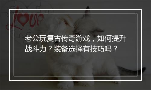 老公玩复古传奇游戏，如何提升战斗力？装备选择有技巧吗？