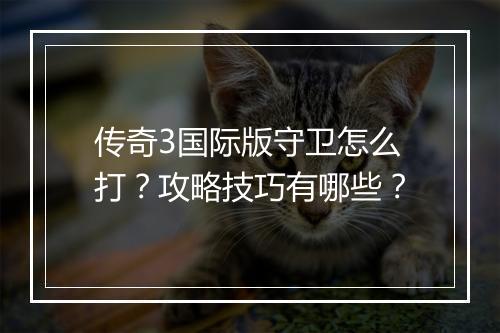 传奇3国际版守卫怎么打？攻略技巧有哪些？