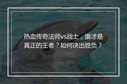 热血传奇法师vs战士，谁才是真正的王者？如何决出胜负？