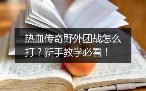 热血传奇野外团战怎么打？新手教学必看！