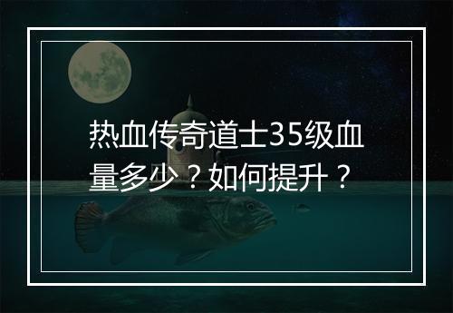 热血传奇道士35级血量多少？如何提升？