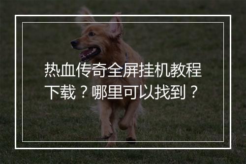 热血传奇全屏挂机教程下载？哪里可以找到？