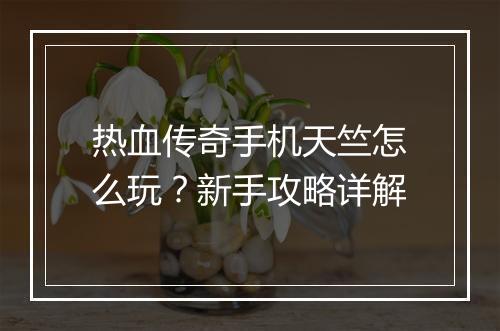 热血传奇手机天竺怎么玩？新手攻略详解