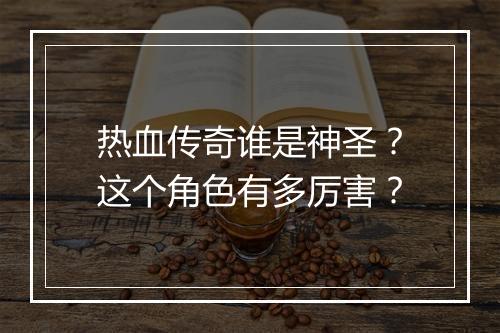 热血传奇谁是神圣？这个角色有多厉害？