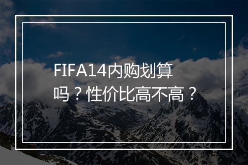 FIFA14内购划算吗？性价比高不高？